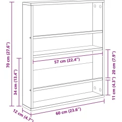 vidaXL Estante de revistas con estante 60 x 12 x 70 cm Roble ahumado Online