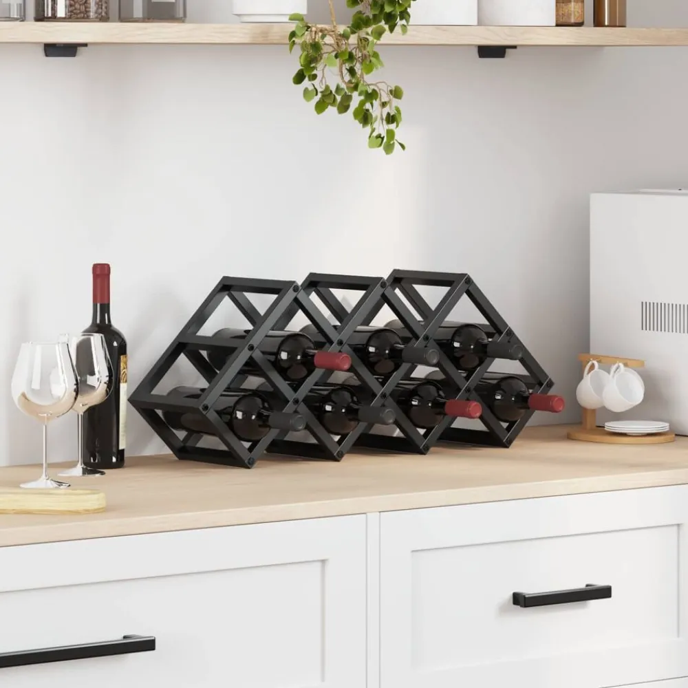 vidaXL Armarios Y Almacenamiento-Estante de Vino Roble Negro 63 x 16,5 x 25 cm
