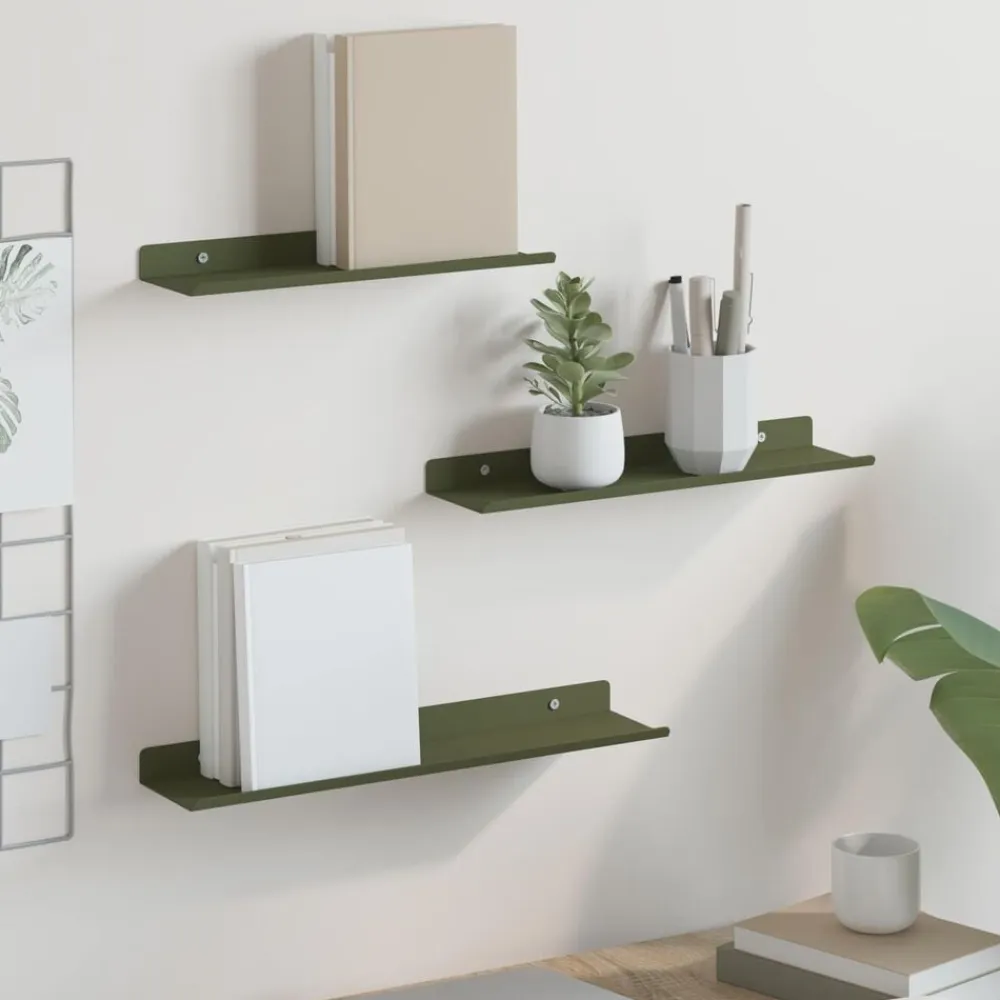vidaXL Estanterías-Estante flotante 3 pcs 40 x 9 x 2,5 cm Acero