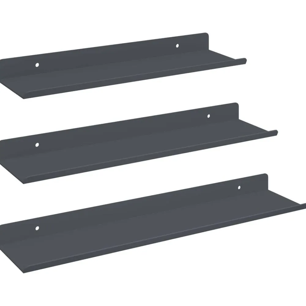 vidaXL Estanterías-Estante flotante 3 pcs 40 x 9 x 2,5 cm Acero