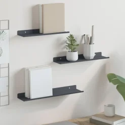 vidaXL Estanterías-Estante flotante 3 pcs 40 x 9 x 2,5 cm Acero