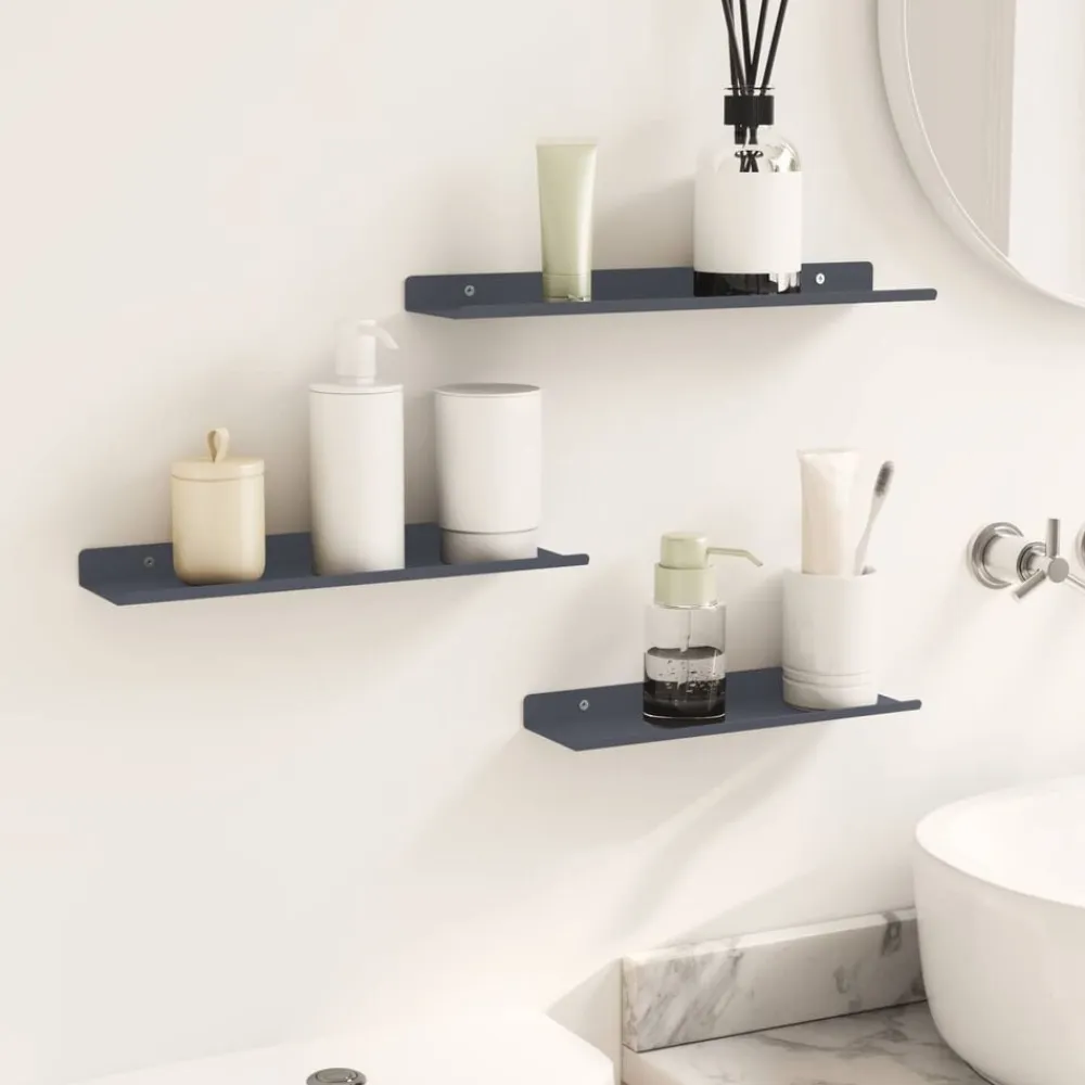 vidaXL Estanterías-Estante flotante 3 pcs 40 x 9 x 2,5 cm Acero