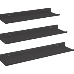 vidaXL Estante flotante 3 pcs 40 x 9 x 2,5 cm Acero Negro Hot