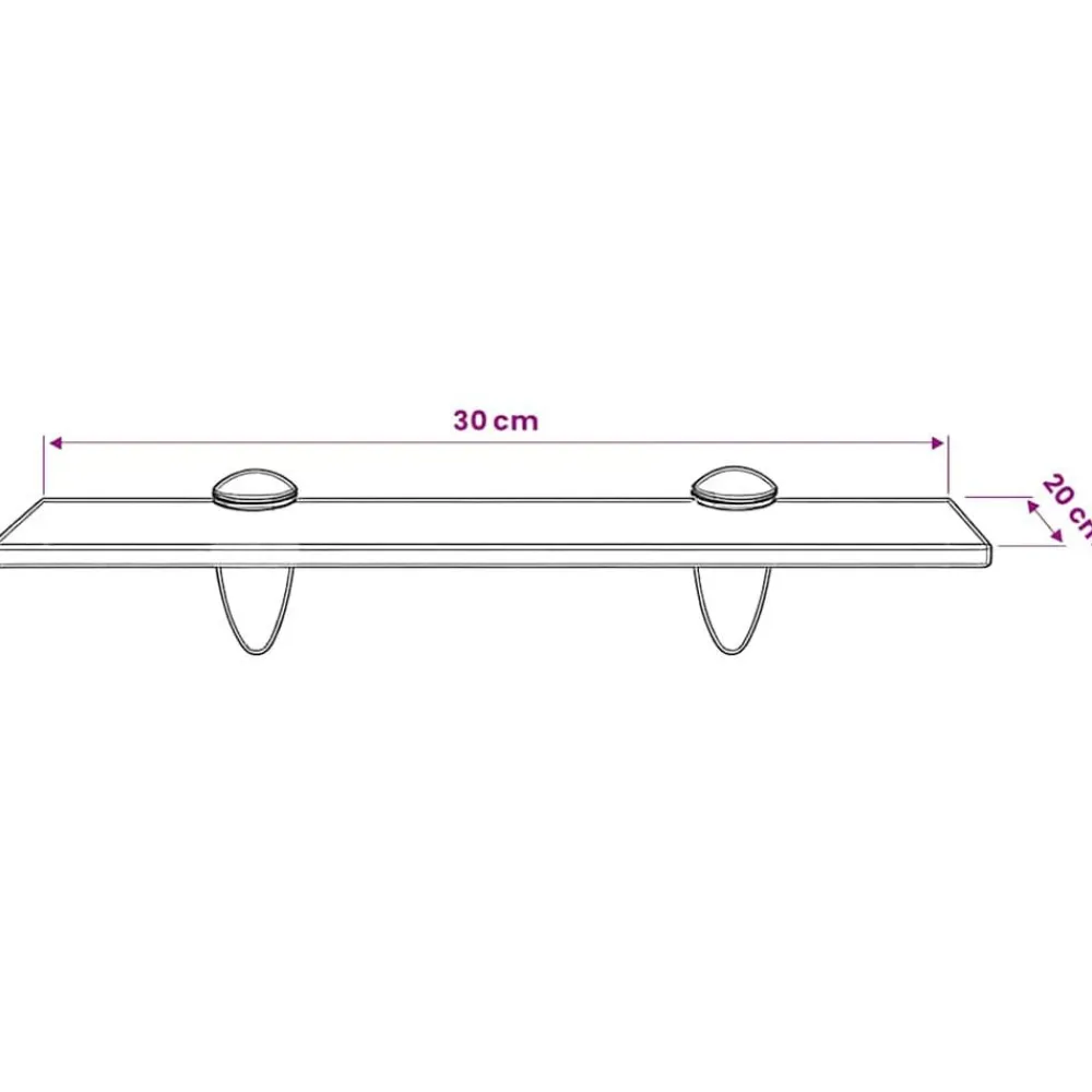 vidaXL Estante flotante de cristal 30x20 cm 8 mm Blanco