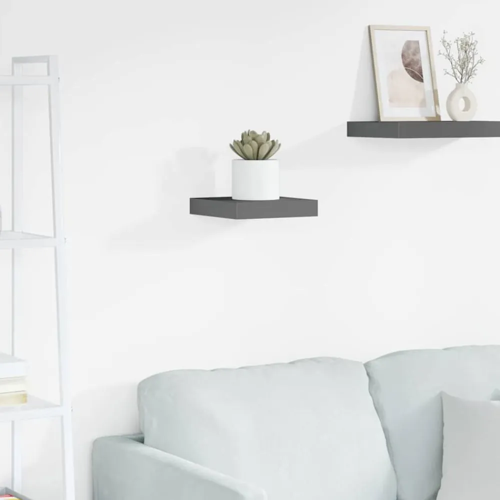 vidaXL Estanterías-Estante flotante de pared MDF gris brillo 23x23,5x3,8 cm
