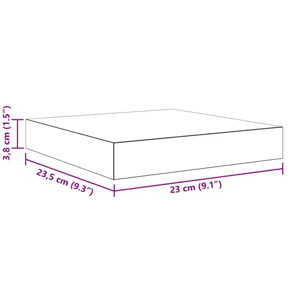 vidaXL Estanterías-Estante flotante de pared MDF gris brillo 23x23,5x3,8 cm