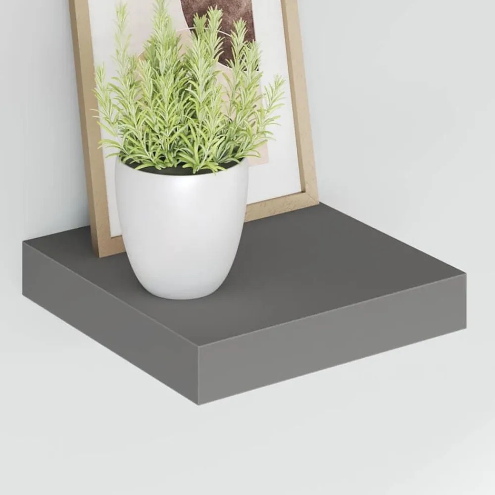 vidaXL Estanterías-Estante flotante de pared MDF gris brillo 23x23,5x3,8 cm