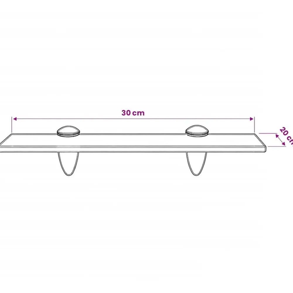 vidaXL Estante flotante de cristal 30x20 cm 8 mm Negro