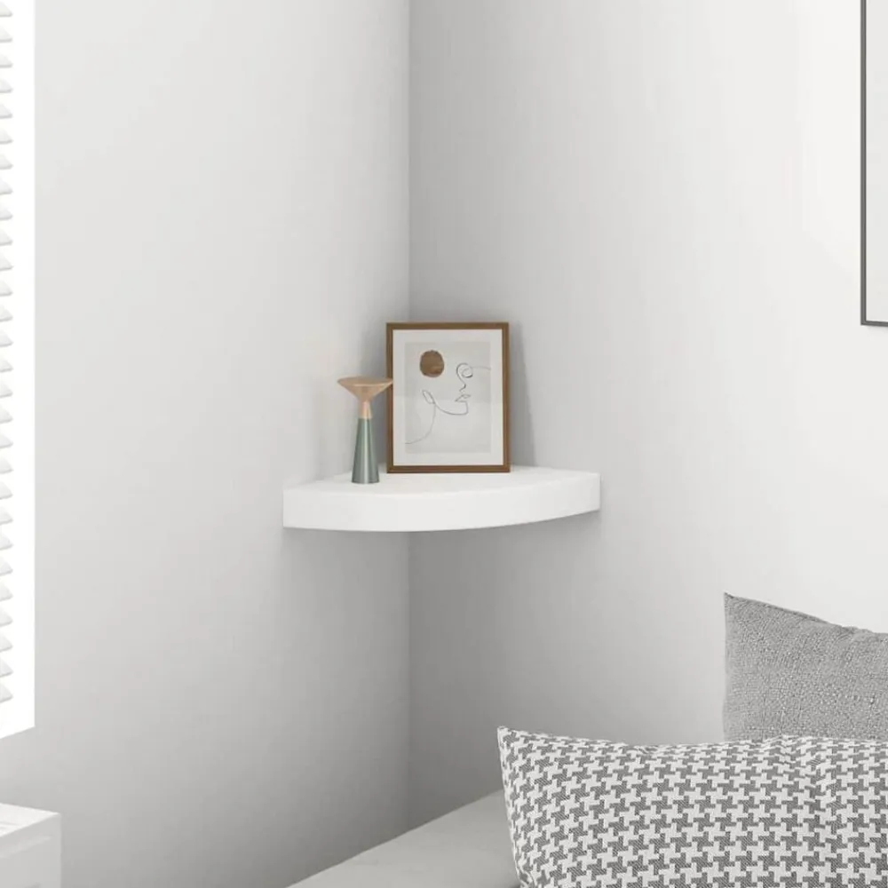 vidaXL Estante flotante de esquina MDF 25x25x3,8 cm Blanco Hot