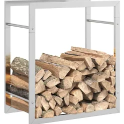 vidaXL Estante para leña acero inoxidable 50x28x56 cm Plateado Online