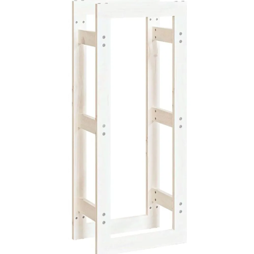 vidaXL Estante para leña madera maciza de pino 41x25x100 cm Blanco Hot