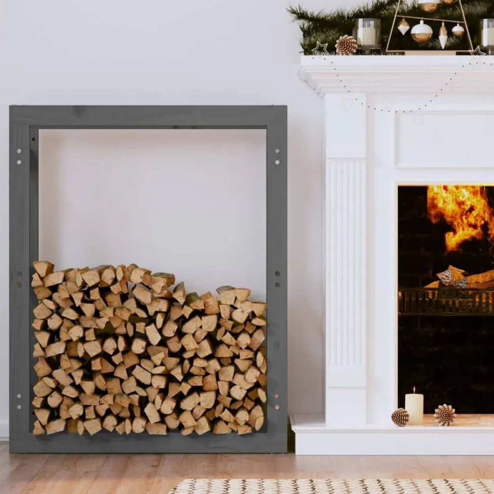 vidaXL Accesorios Para Hornos De Leña Y Chimeneas-Estante para leña madera maciza de pino 80x25x100 cm