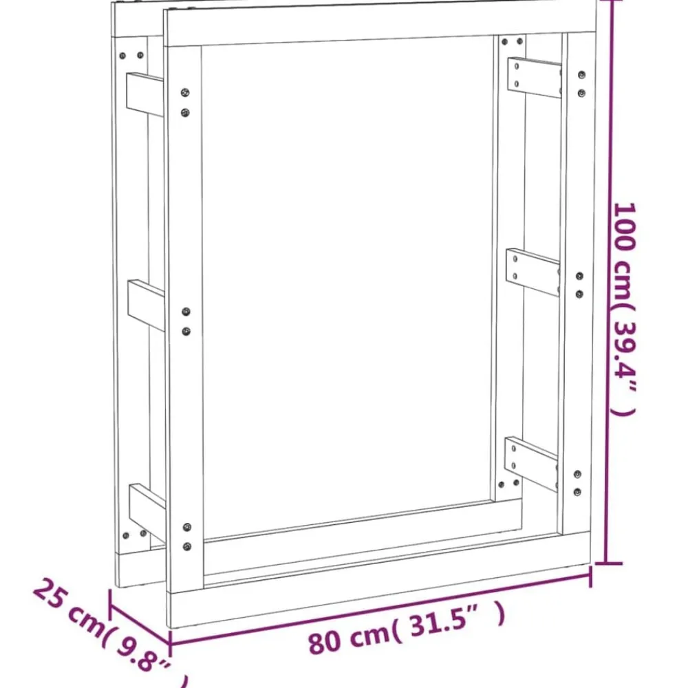 vidaXL Accesorios Para Hornos De Leña Y Chimeneas-Estante para leña madera maciza de pino 80x25x100 cm
