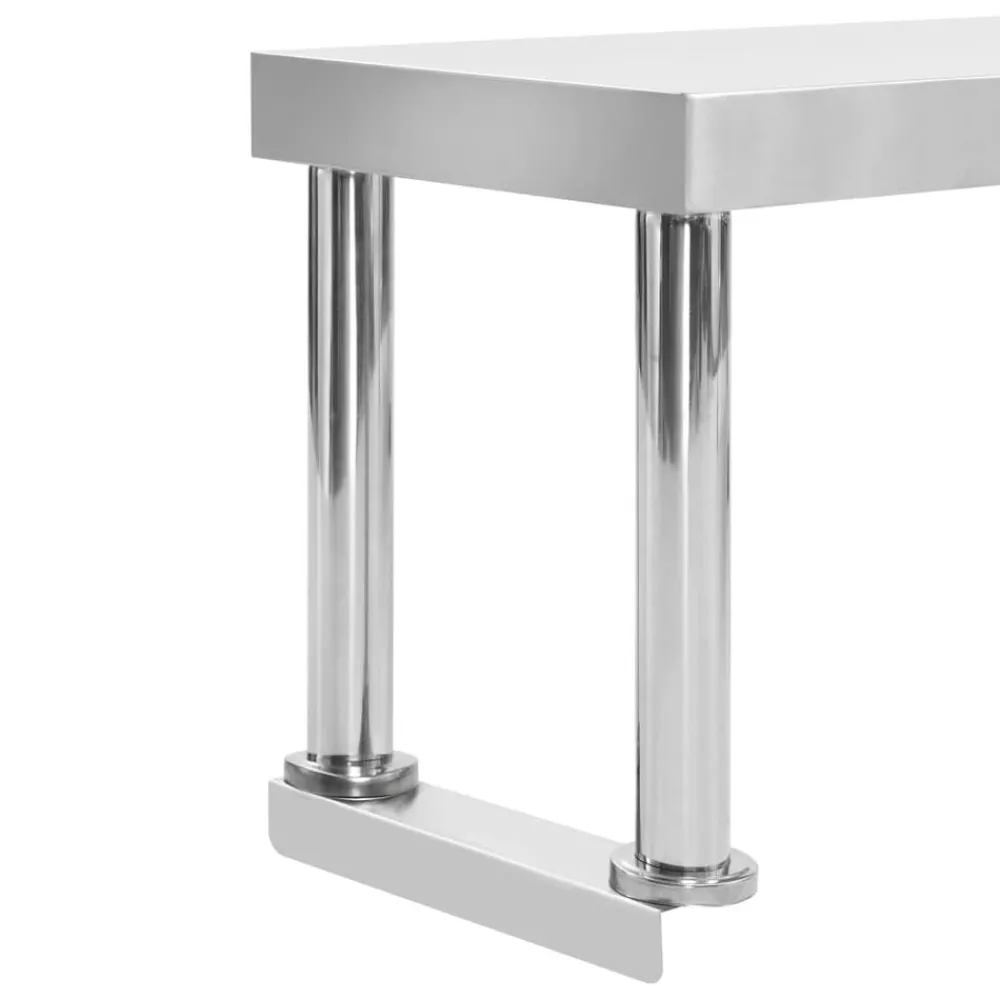 vidaXL Estante para mesa de trabajo de acero inoxidable 120x30x35 cm