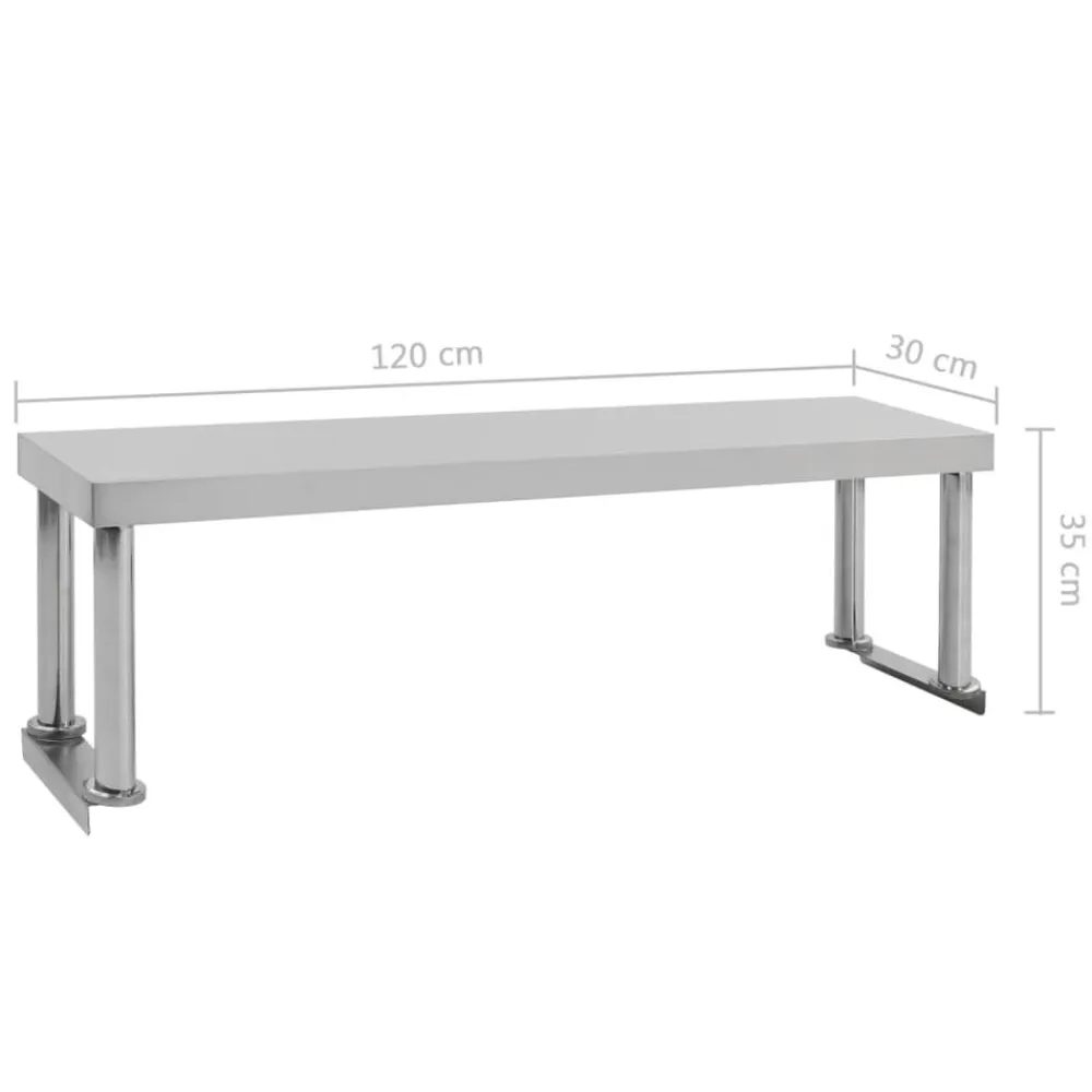 vidaXL Estante para mesa de trabajo de acero inoxidable 120x30x35 cm