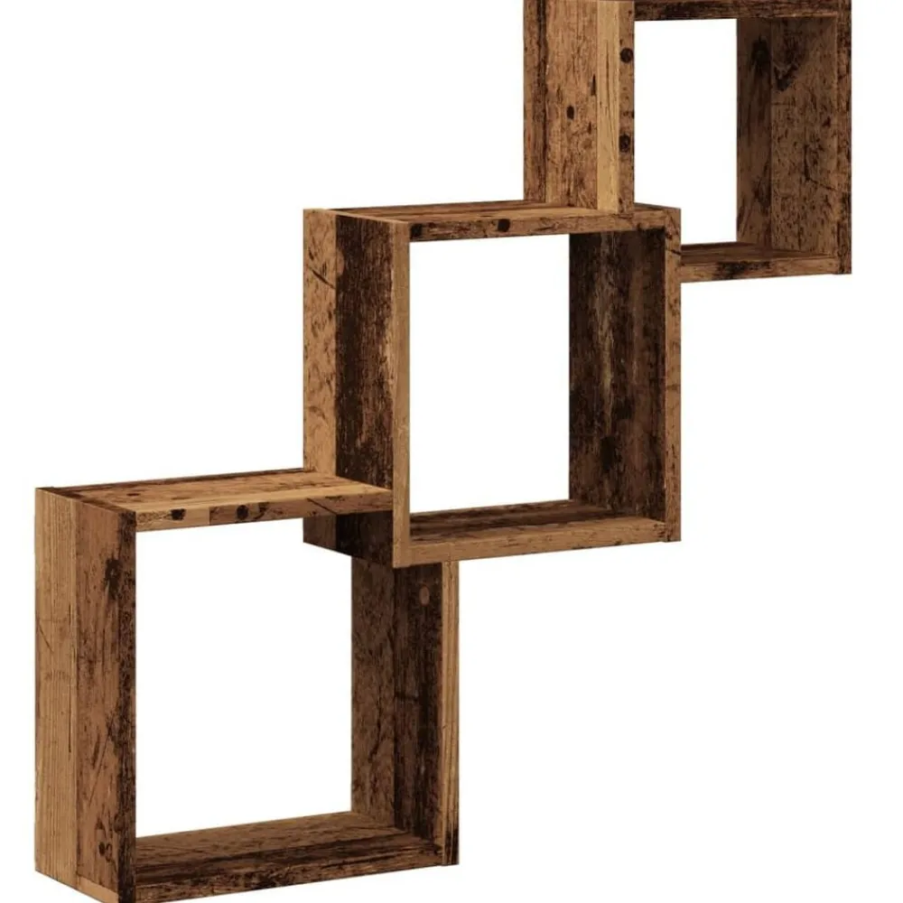 vidaXL Estanterías-Estante pared de cubo madera ingeniería envejecida 68x15x68cm