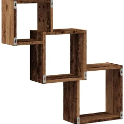 vidaXL Estanterías-Estante pared de cubo madera ingeniería envejecida 68x15x68cm
