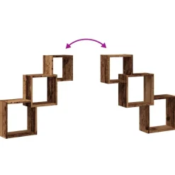 vidaXL Estanterías-Estante pared de cubo madera ingeniería envejecida 68x15x68cm