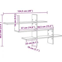 vidaXL Estanterías-Estante pared madera ingeniería artisan 124,5x18x60,5 cm
