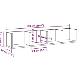 vidaXL Estante pared para CD madera ingeniería envejecida 100x18x18 cm Madera antigua Best