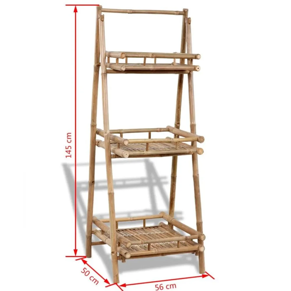 vidaXL Jardín-Estante plegable de 3 niveles para plantas bambú