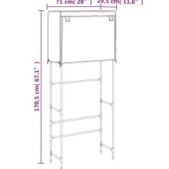 vidaXL Accesorios Para El Baño-Estantería 2 niveles lavadora hierro 71x29,5x170,5cm