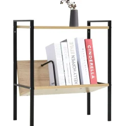 vidaXL Estanterías-Estantería 2 niveles madera ingeniería negro roble 52x28x59 cm