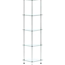 vidaXL Estantería 5 niveles cristal templado 30x30x130 cm Transparente Hot