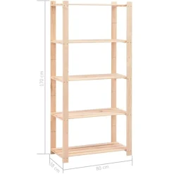 vidaXL Almacenamiento Industrial-Estantería almacenaje 5 niveles madera pino maciza 250 kg