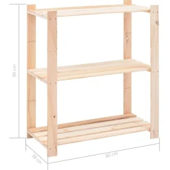 vidaXL Almacenamiento Industrial-Estantería almacenaje 3 niveles madera pino maciza 150 kg