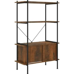 vidaXL Estantería armario 4 niveles contrachapada y acero 80x40x130 cm Marr&oacute;n oscuro Hot