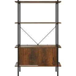vidaXL Estantería armario 4 niveles contrachapada y acero 80x40x130 cm Marr&oacute;n oscuro Hot