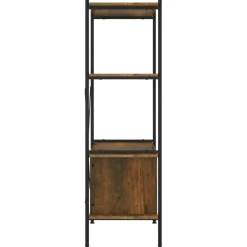 vidaXL Estantería armario 4 niveles contrachapada y acero 80x40x130 cm Marr&oacute;n oscuro Hot
