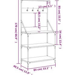 vidaXL Estantería cocina con ganchos 4 niveles madera ingeniería roble Roble Sonoma Online