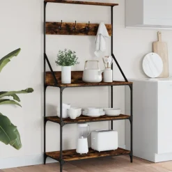 vidaXL Cocina Y Comedor-Estantería cocina con ganchos madera ingeniería