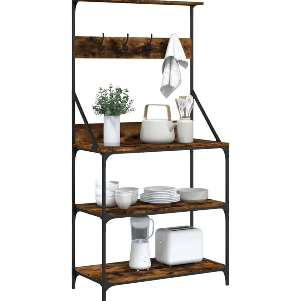 vidaXL Cocina Y Comedor-Estantería cocina con ganchos madera ingeniería