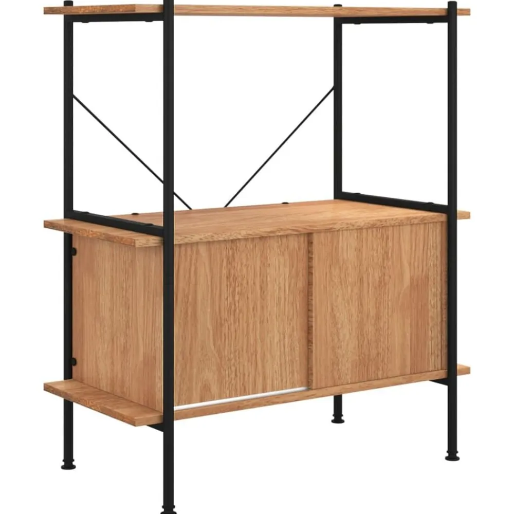 vidaXL Estantería con armario 3 niveles madera y acero 80x40x92 cm Marrón claro Best