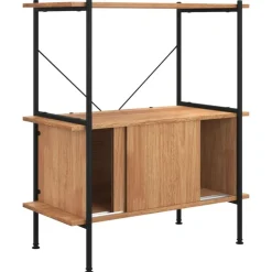 vidaXL Estantería con armario 3 niveles madera y acero 80x40x92 cm Marrón claro Best
