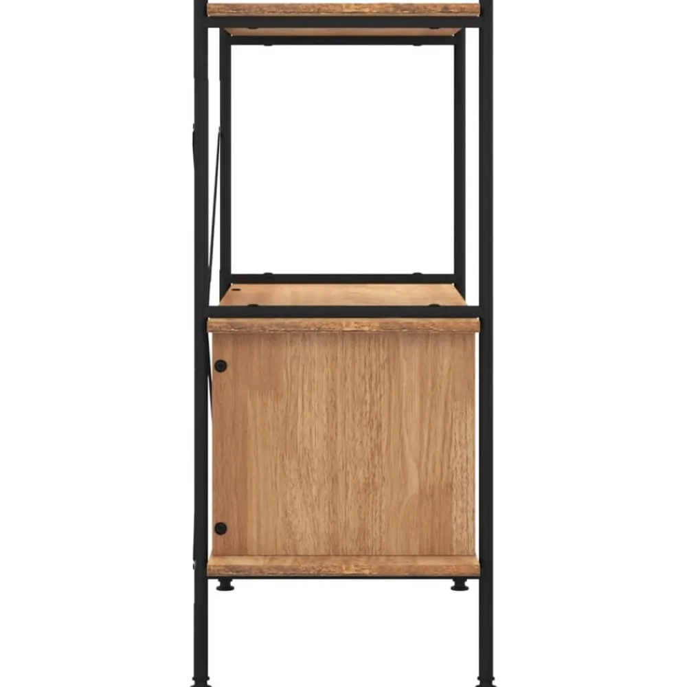 vidaXL Estantería con armario 3 niveles madera y acero 80x40x92 cm Marrón claro Best