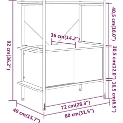 vidaXL Estantería con armario 3 niveles madera y acero 80x40x92 cm Marrón claro Best