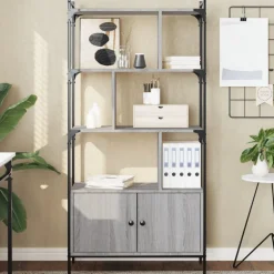 vidaXL Estanterías-Estantería con puertas madera 76,5x30x154,5 cm