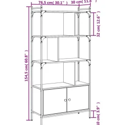 vidaXL Estanterías-Estantería con puertas madera 76,5x30x154,5 cm