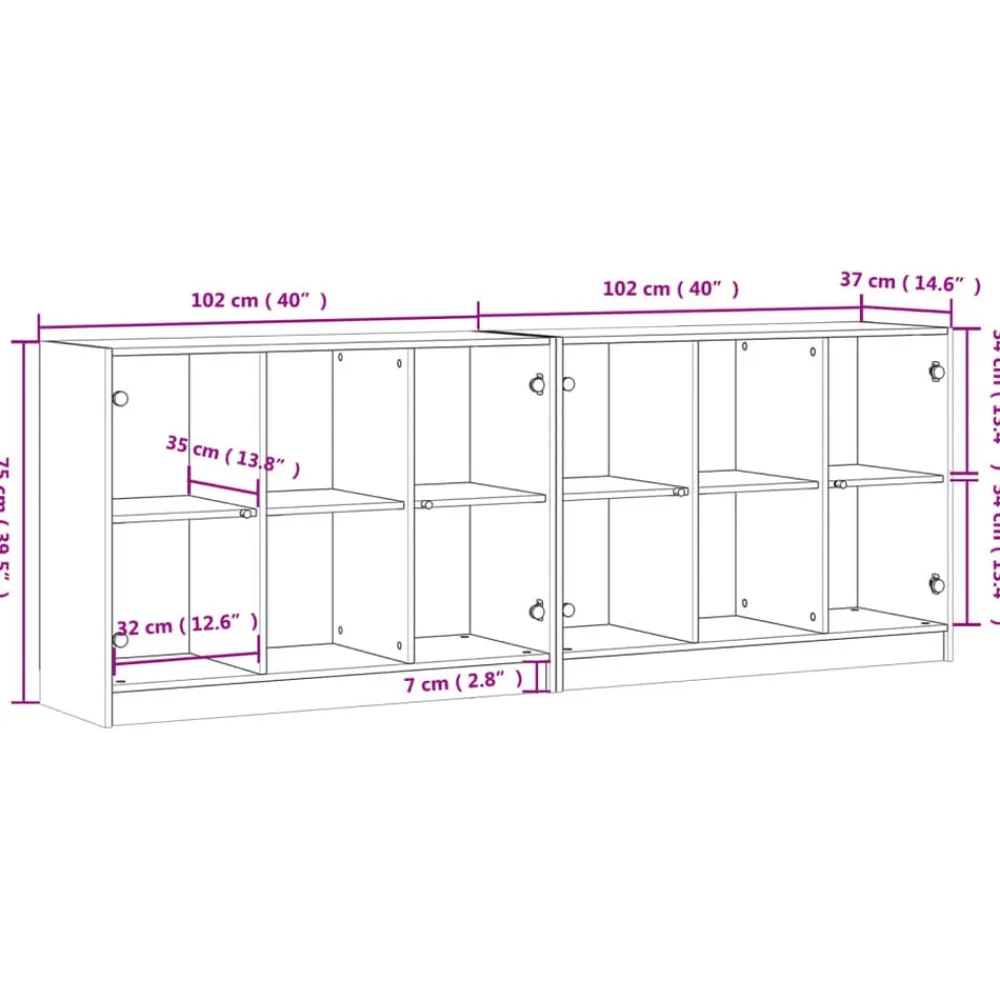 vidaXL Estantería con puertas madera 204x37x75 cm Roble ahumado Online
