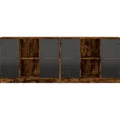 vidaXL Estantería con puertas madera 204x37x75 cm Roble ahumado Online