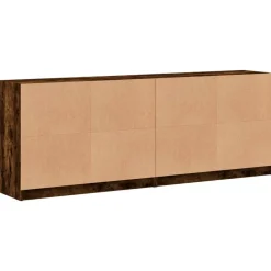 vidaXL Estantería con puertas madera 204x37x75 cm Roble ahumado Online
