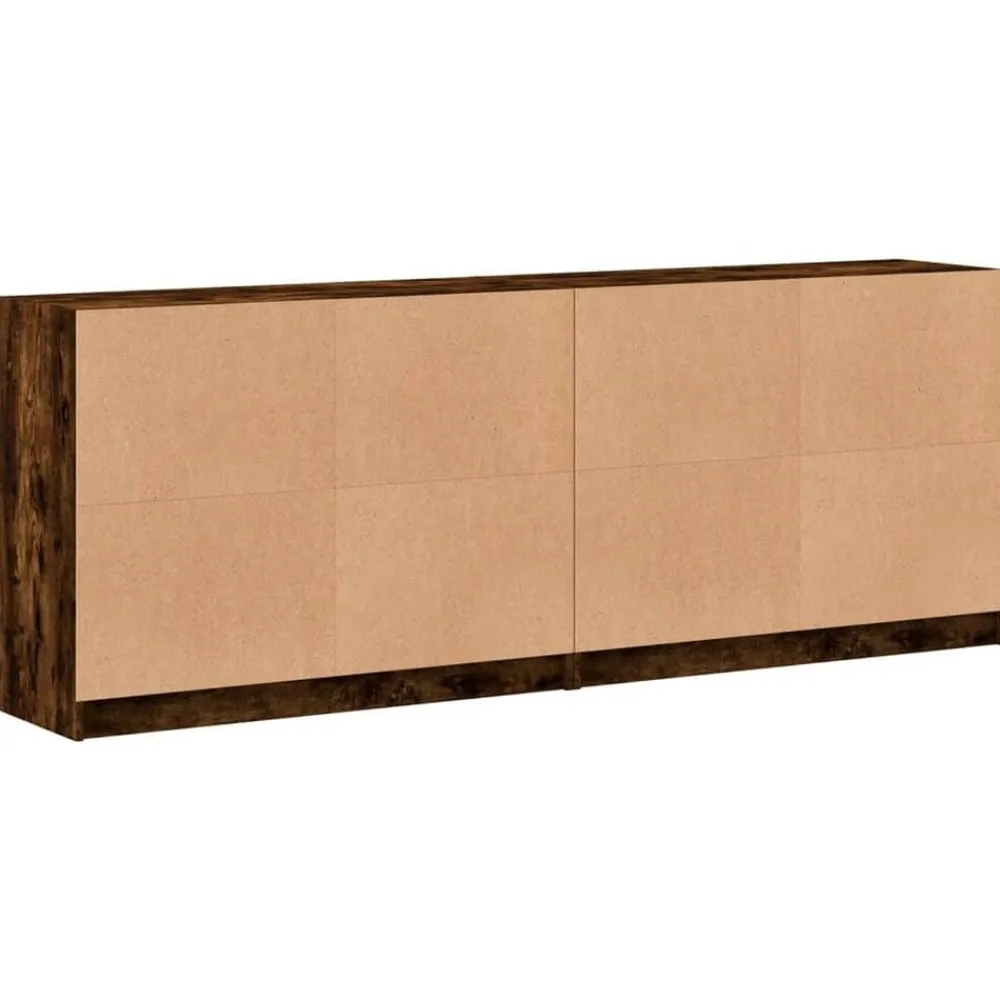 vidaXL Estantería con puertas madera 204x37x75 cm Roble ahumado Online