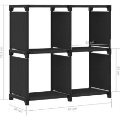 vidaXL Estantería de 4 cubos de tela negra 69x30x72,5 cm Negro Sale