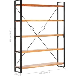 vidaXL Estanterías-Estantería de 5 niveles madera maciza de acacia 140x30x180 cm