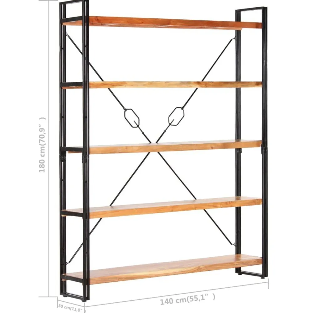 vidaXL Estanterías-Estantería de 5 niveles madera maciza de acacia 140x30x180 cm