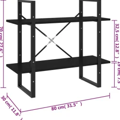 vidaXL Estanterías-Estantería de 2 niveles madera contrachapada 80x30x70 cm